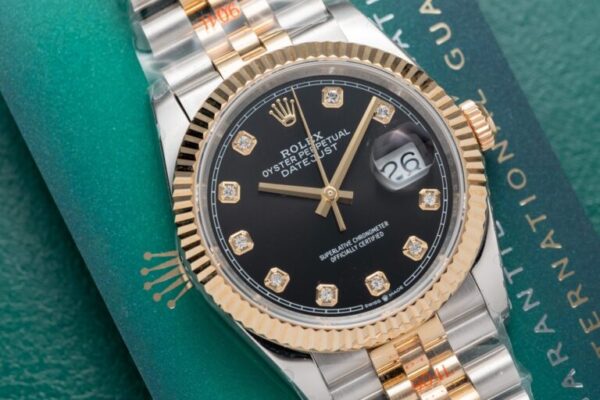Rolex DateJust Genuine Gold Plated Black Dial Men's Watch 36mm