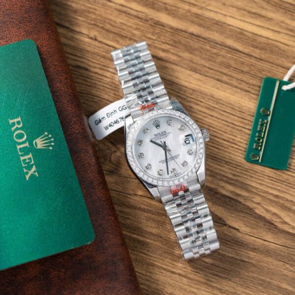 Rolex DateJust Rep 11 Women's Watch MOP Face Moissanite Diamond Bezel 31mm