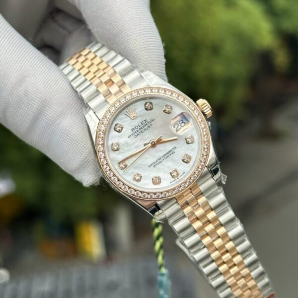 Rolex DateJust Replica 1:1 Women's Watch Mother of Pearl Dial with Diamonds 31mm