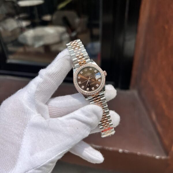 Rolex DateJust Women's Replica Watch Chocolate Dial Diamond Bezel EW Factory 31mm