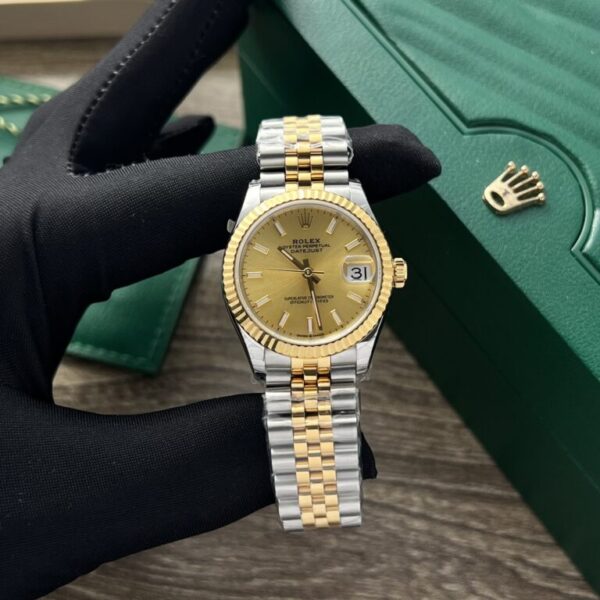 Rolex DateJust Women's Watch Gold Dial Luminous Markers 31mm