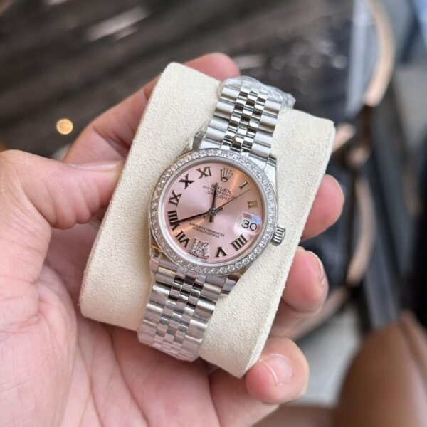 Rolex DateJust Women's Watch with Diamonds Pink Dial EW 31mm
