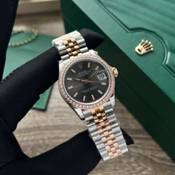 Rolex Datejust Replica Women's Watch 1:1 Diamonds Gray Dial 31mm