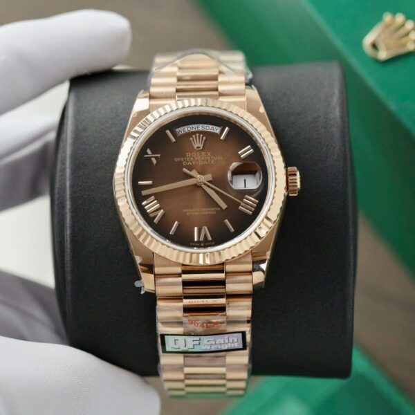 Rolex Day-Date 128235 Replica Watch Dial Chocolate Weight 158gram QF Factory 36mm