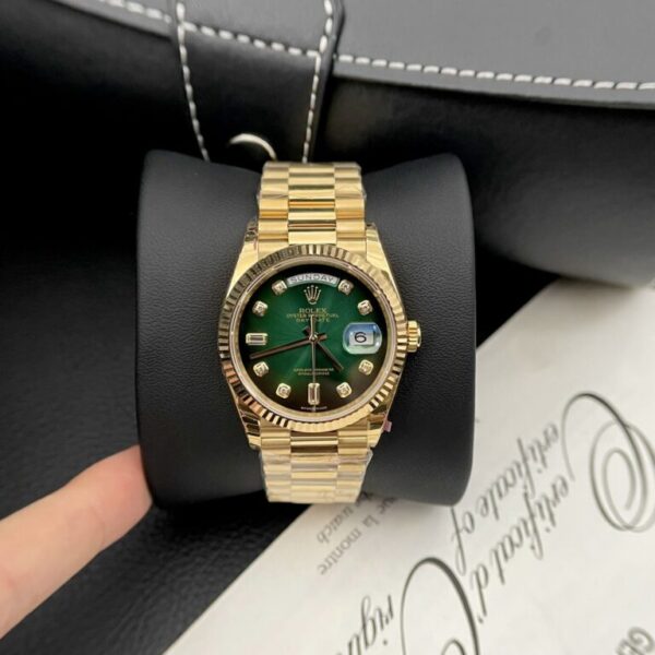 Rolex Day-Date Green Dial Gold Plated Best Replica Watch EW Factory 36mm