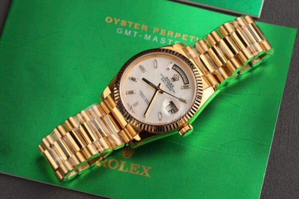 Rolex Day-Date Replica Watch Dial Mother Of Pearl Custom Gold Wrapped 36mm