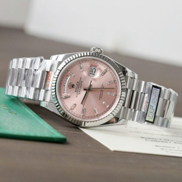 Rolex Day-Date Watch 128236 Pink Dial Rep 11 Adjust Weight 158  Grams Factory QF 36mm