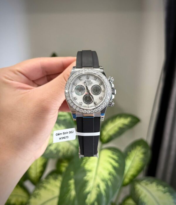 Rolex Daytona Dial MOP Replica Watch Number Pile + Bezel Diamonds Moissanite Custom 40mm