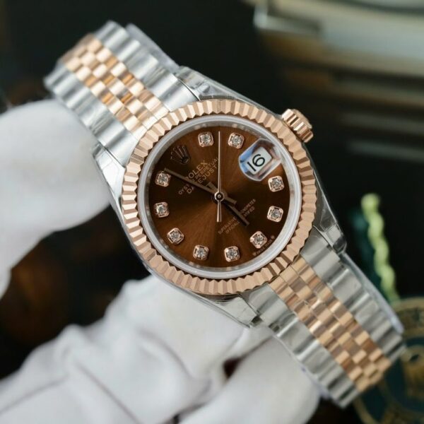 Rolex Lady-DateJust Women Replica Watch Chocolate Dial Jubilee Strap 28mm