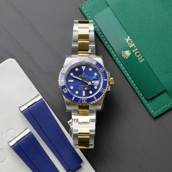 Rolex Submariner Dial Blue Copies Watches Custom Gold Wrapped 40mm