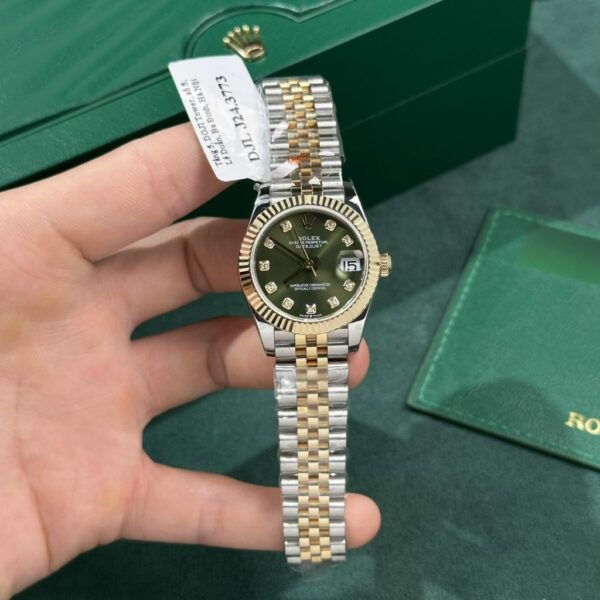 Rolex Women's Watch Rep 11 DateJust Gold Plated Green Face GM Factory 31mm