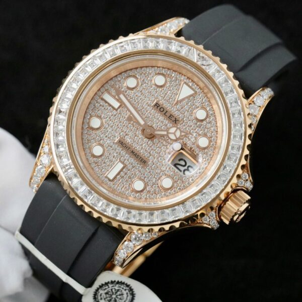 Rolex Yacht-Master Replica Watches Gold Wrapped + Moissanite Diamonds Hong Kong 40mm